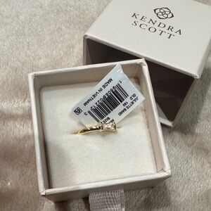 Kendra Scott Juliette Gold Band Ring in White CZ Size 6